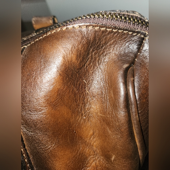 I Medici of Florence Vintage Italian Leather Satchel Handbag in Antique Cognac - Picture 12 of 16